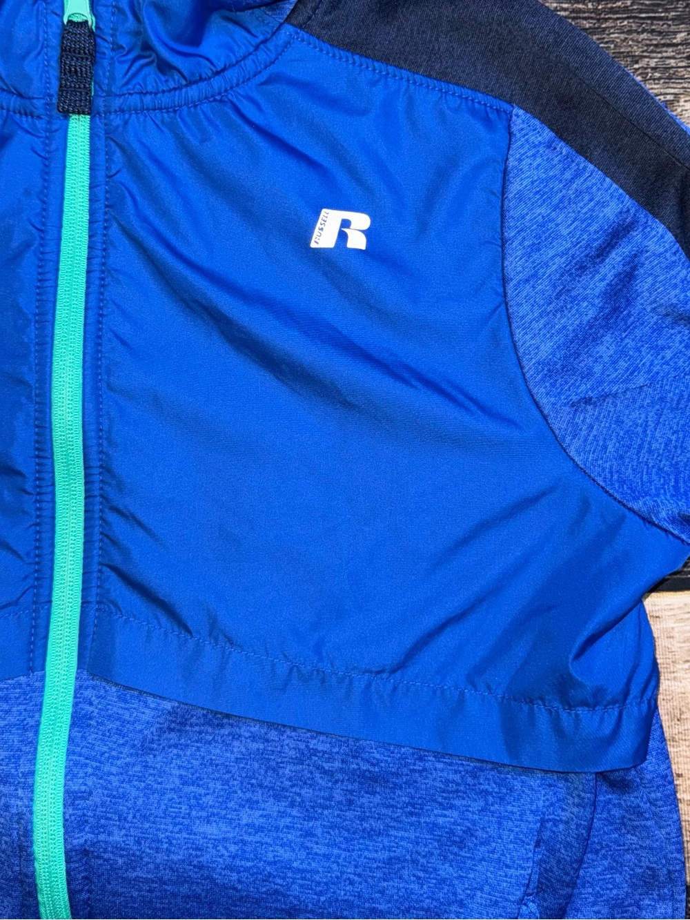 Russell Athletic Blue Hooded Zip Jacket w/ thumb holes- Sz 18 - Picture 7 of 7
